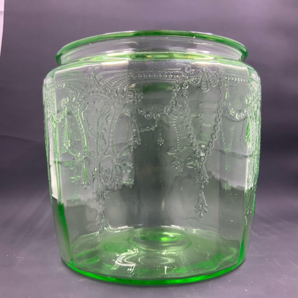 Vintage Green Glass Jar with Lid